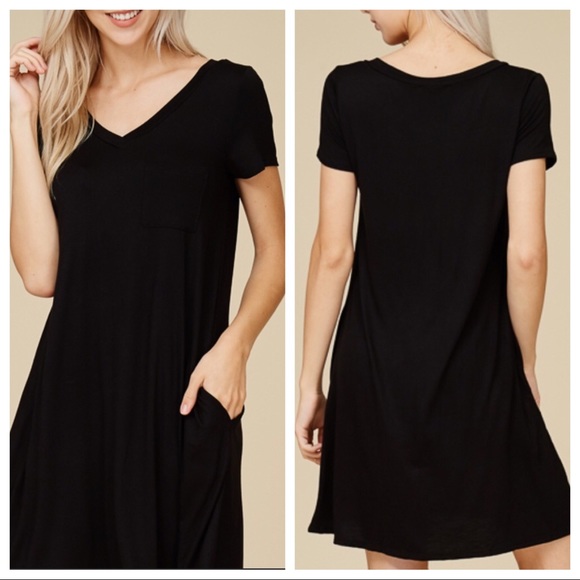 ❗️sale❗️BESTSELLING BLACK POCKET SWING DRESS - Picture 2 of 6